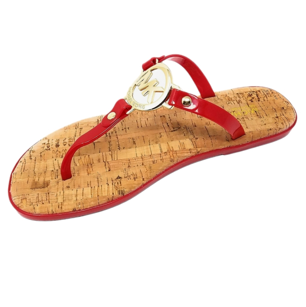 Michael Kors Women's Red Jelly Cork Flip Flop Thong Sandals 8-8.5